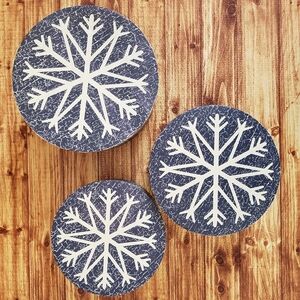 Snowflake Blue Nesting Gift Storage Box Set Paper Decrotive Cardboard Rustic